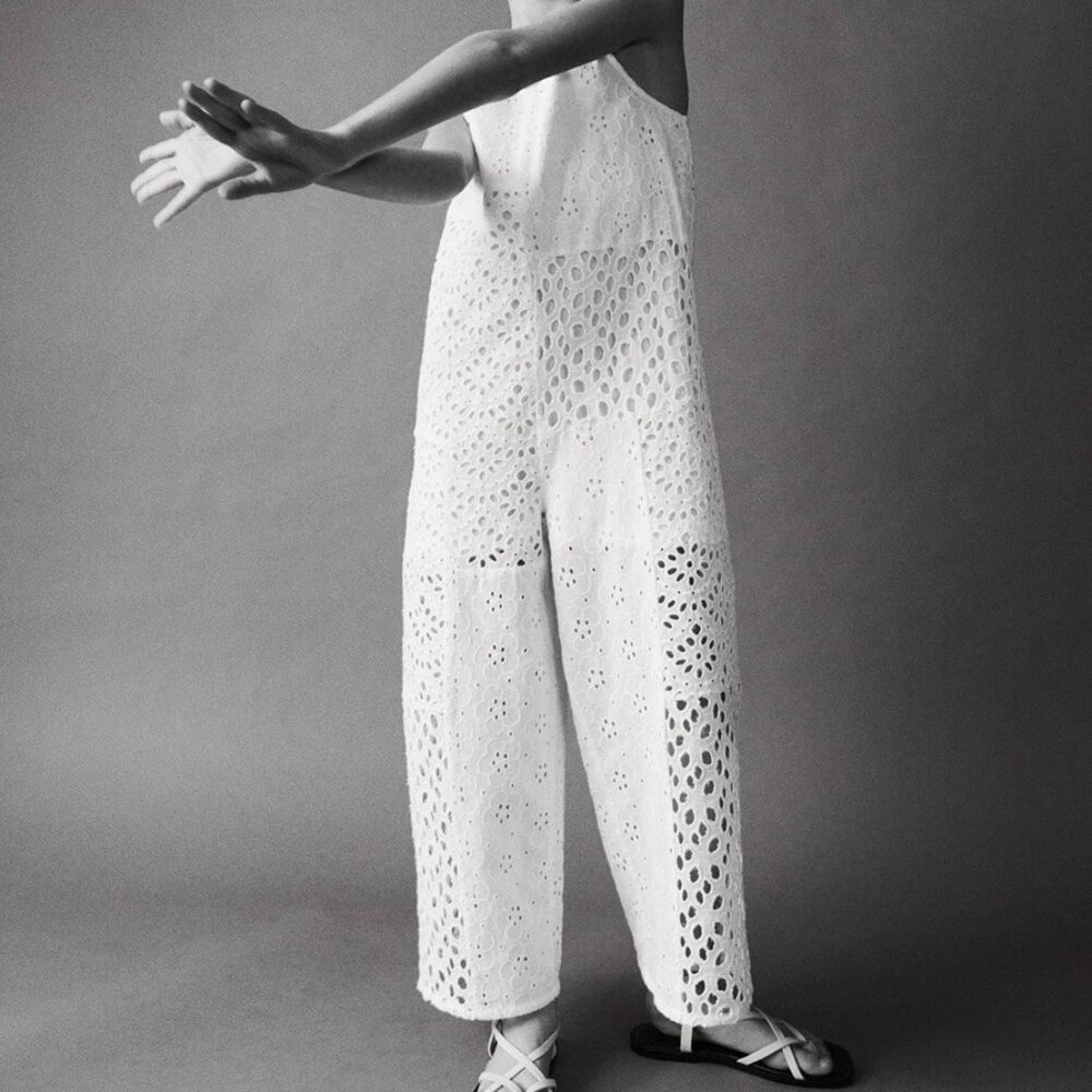 CLASSIC GIRLS ZARA WHITE EYELET ROMPER SIZE 10 LIGHT WEIGHT EUC NO STAINS LINED